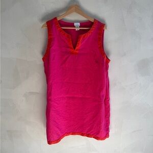 Sigrid Olsen - Linen Pink & Orange Sleeveless Tunic Dress - XL